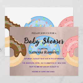 Invitación Dulces donas, regalo de bebé oro rosa
