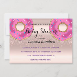 Invitación Dulces donas, regalo de bebé oro rosa