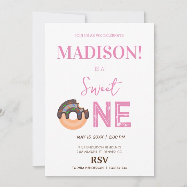 Invitación Dulces dulces, colores arcoiris, dulce primer cump (Anverso)