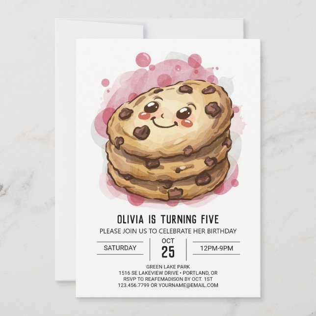 Invitación Dulces en línea Pastel Cookies Cumpleaños (Anverso)