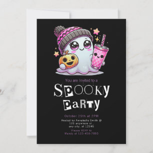 Invitación Dulces Estrellas Fantasmales Halloween Moderno Min