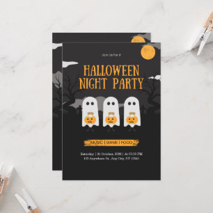 Invitación Dulces Fantasmas de Hoja Calabaza Truco o Trato Ha