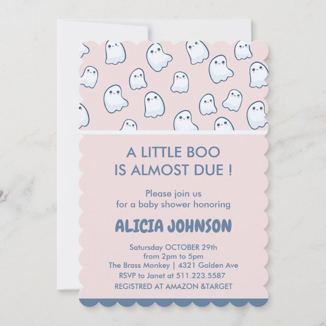 Invitación Dulces fantasmas rosa Halloween (Anverso)