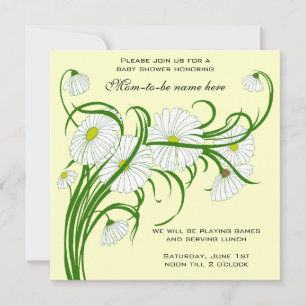 Invitación Dulces Flores Blancas de Gerbera para Baby Shower