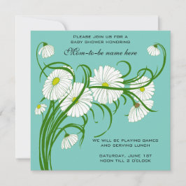 Invitación Dulces Flores Blancas de Gerbera para Baby Shower 