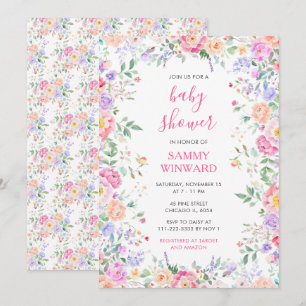 Invitación Dulces Flores Silvestres de Verano para Baby Showe