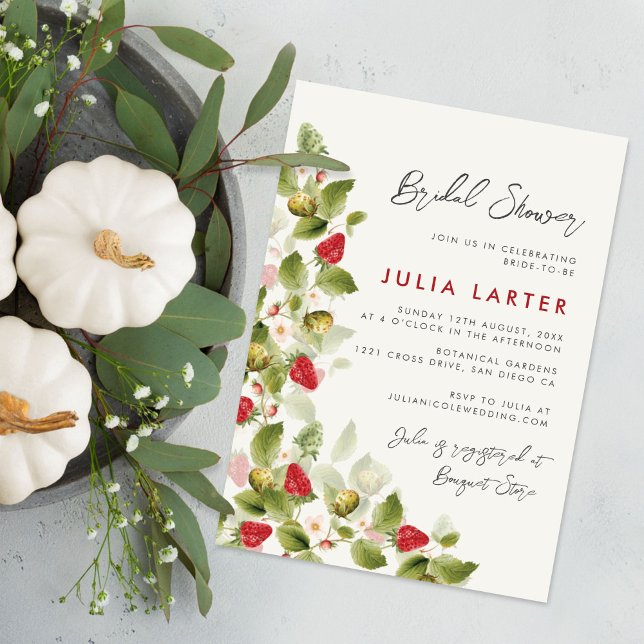 Invitación Dulces Flores Silvestres Fresa Ducha de Novia (Subido por el creador)