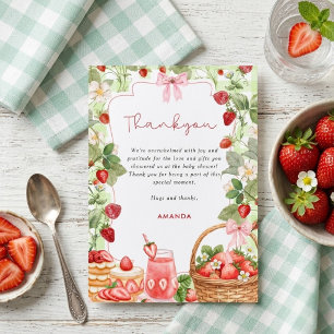 Invitación Dulces Fresas con Lazo Rosa Baby Shower