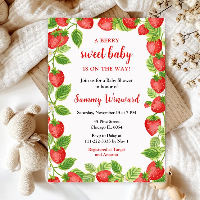 Invitación Dulces Fresas para el Baby Shower (Subido por el creador)