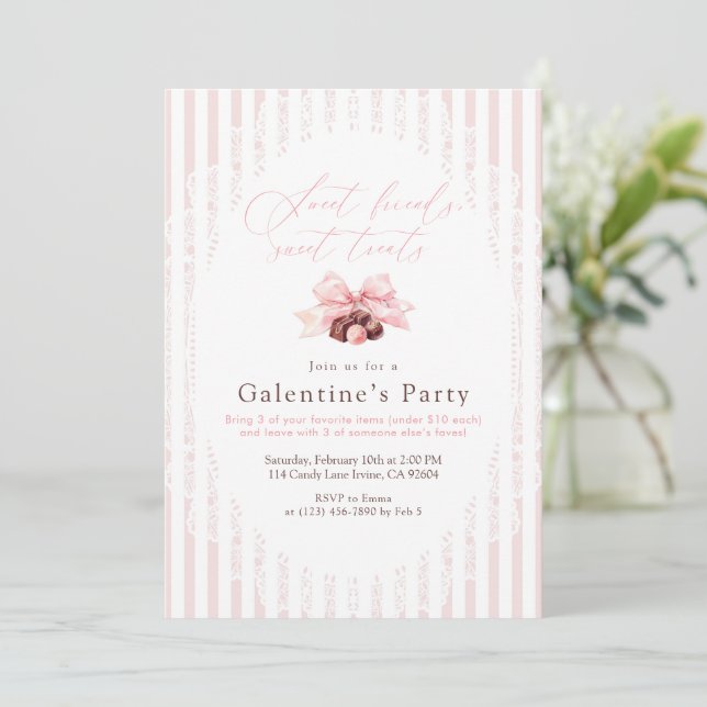 Invitación Dulces Galentine’s Fiesta (Anverso de pie)