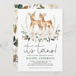 Invitación Dulces gemelos Baby Shower Floral Greeneration