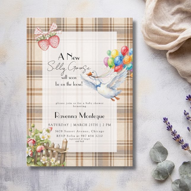 Invitación Dulces Globos a Cuadros Marrón Fiesta de Bebé (Subido por el creador)