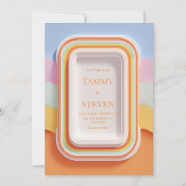 Invitación Dulces Gomosos Retro Coloridos Marco 3D para Boda