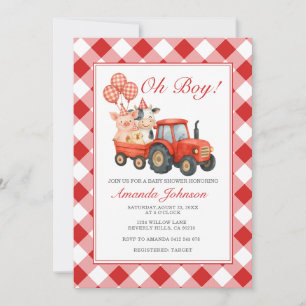 Invitación Dulces granjeros Baby Shower de animales con tela