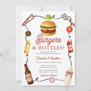 Invitación Dulces Hamburguesas y Botellas Fiesta de BBQ para