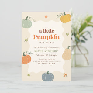 Invitación Dulces Hojas de Otoño Pequeña Calabaza Baby Shower