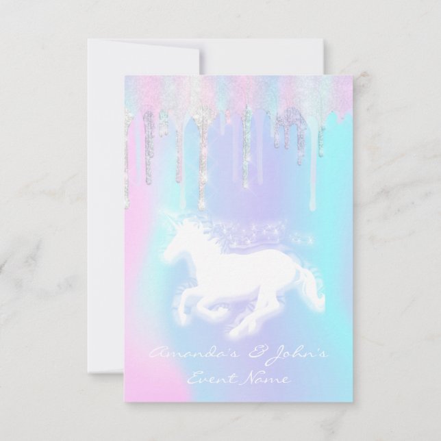 Invitación Dulces holográficos Fiesta unicornio dulce 16ª sir (Reverso)