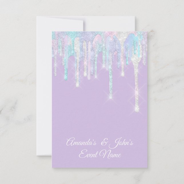 Invitación Dulces holográficos unicornio dulce 16ª novia (Reverso)