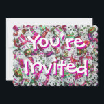 Invitación Dulces hombres de nieve rosados te invitan de vuel<br><div class="desc">Un diseño festivo con una mezcla de encantadores hombres de nieve de chocolate con envolturas de Relieve metalizado de colores vivos. Invitación con un diseño de personalizable blanco, rojo, verde, rosa y morado para que usted pueda personalizar con su propio texto, imágenes e ideas. Creado usando una fotografía original y...</div>