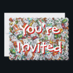 Invitación Dulces hombres de nieve te invitan de vuelta a la<br><div class="desc">Un diseño festivo con una mezcla de encantadores hombres de nieve de chocolate con envolturas de Relieve metalizado de colores vivos. Invitación con un diseño de personalizable blanco, rojo, verde, azul, dorado y morado para que usted pueda personalizar con su propio texto, imágenes e ideas. Creado usando una fotografía original...</div>