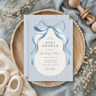 Invitación Dulces lazos de cinta azul para Baby Shower