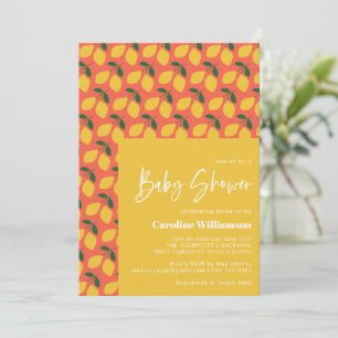 Invitación Dulces Limones Vintage en Baby Shower Naranja