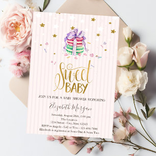 Invitación Dulces Macarons de Bebé Estrellas Cumpleaños de Be