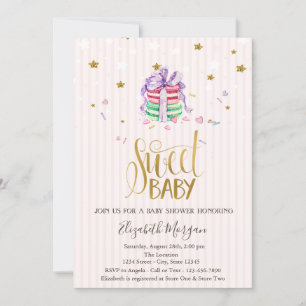 Invitación Dulces Macarons de Bebé Estrellas Cumpleaños de Be