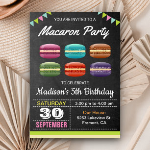 Invitación Dulces Macarons Lindos Fiesta de Cumpleaños