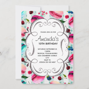 Invitación Dulces Macarons Y Cumpleaños De Cuadro Decorativo