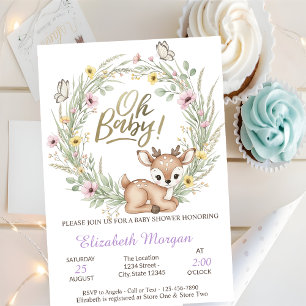 Invitación Dulces Mariposas Elefante Baby Shower  