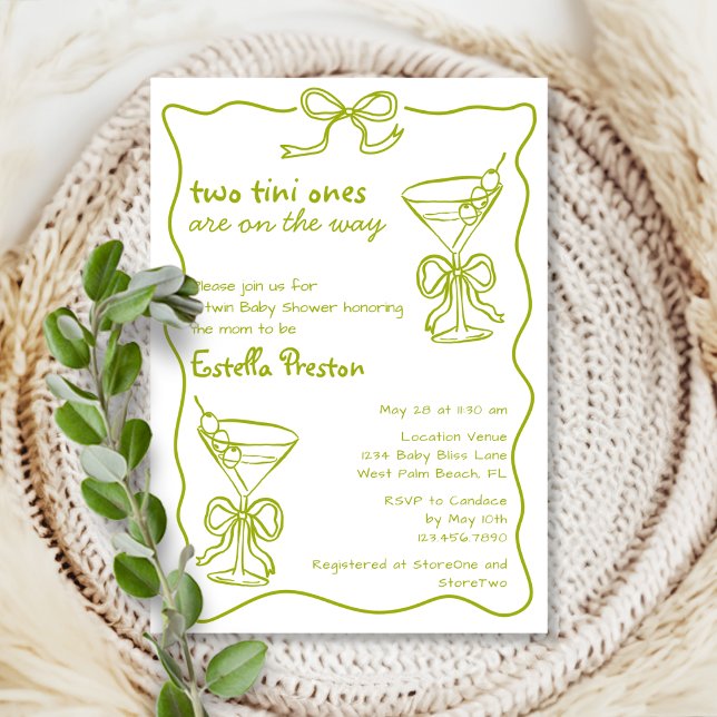 Invitación Dulces Martinis Verdes Sucias Fiesta de Gemelos (Subido por el creador)