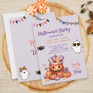 Invitación Dulces Modernos de Calabaza para Niños Fiesta de H