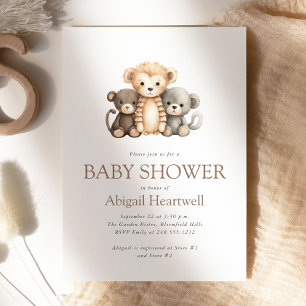 Invitación Dulces monos de peluche con estilo boho acuarela p