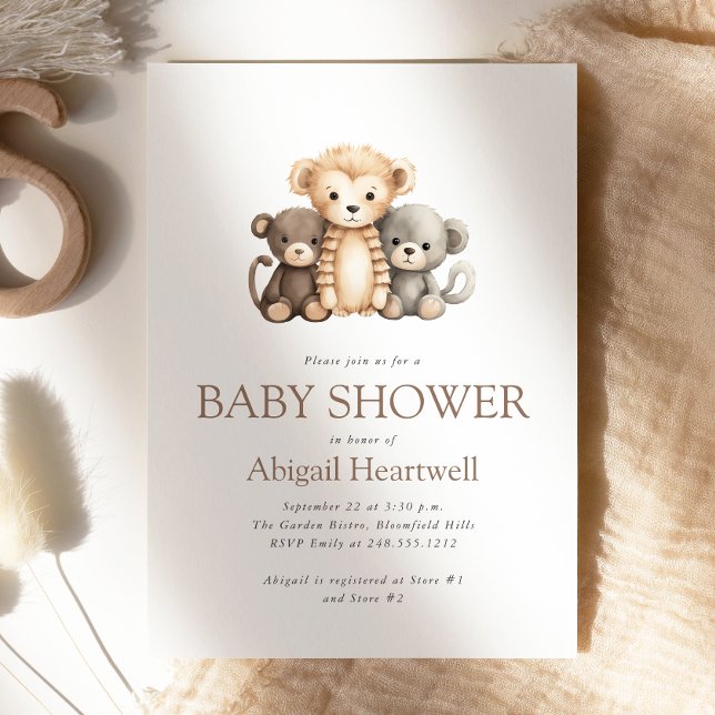 Invitación Dulces monos de peluche con estilo boho acuarela p (Subido por el creador)