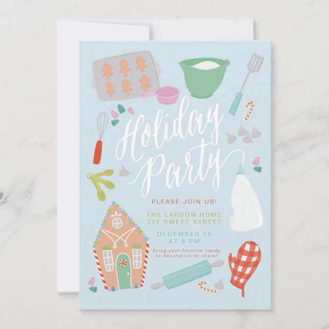 Invitación Dulces Navidades pasteles de vacaciones (Anverso)