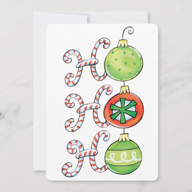 Invitación Dulces Navideños Ho Ho Ho, Adornos de Bastones de  (Anverso)