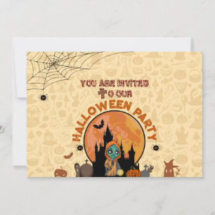 Invitación Dulces Niños Fantasmas Fiesta de Halloween 
