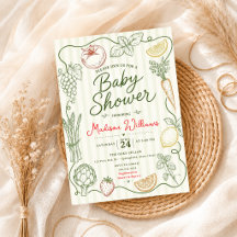 Dulces para ducha de bebé con frutas y verduras di