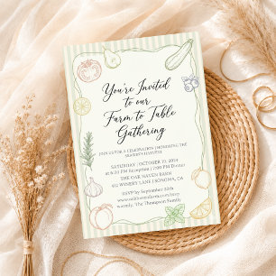Invitación Dulces para ducha de bebé de frutas y verduras dib