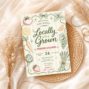 Invitación Dulces para ducha de bebé de frutas y verduras dib