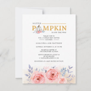 Invitación Dulces Parejas Baby Shower Calabaza Floral