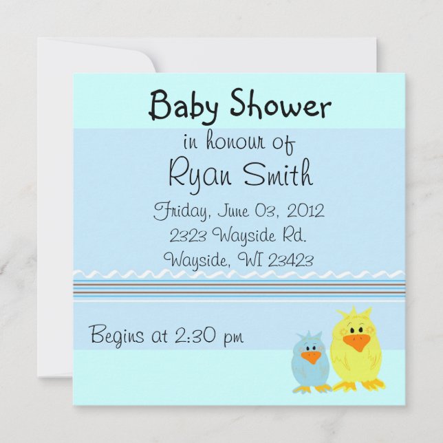 Invitación Dulces Patos Baby Shower (Anverso)