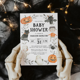 Invitación Dulces Pequeños Monstruos Baby Shower de Halloween