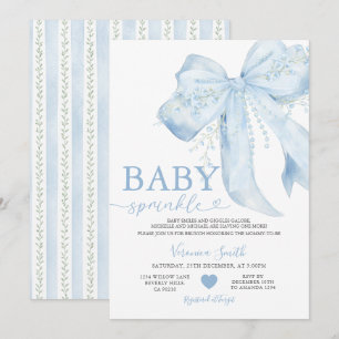 Invitación Dulces Perlas de Lazo Azul Fiesta de Bebé Coqueta