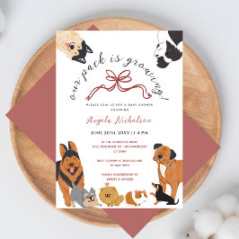 Invitación Dulces Perros Acuarela Rosa Rubor Baby Shower de N