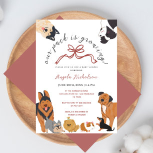 Invitación Dulces Perros Acuarela Rosa Rubor Baby Shower de N