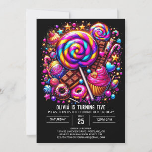 Invitación Dulces Personalizado Candyland Cumpleaños Digital