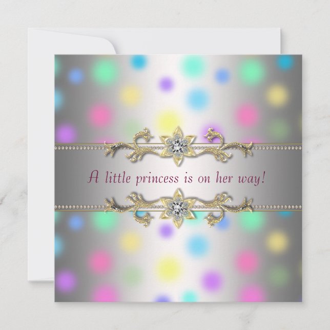 Invitación Dulces puntos de Princesa Baby Shower (Anverso)