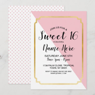 Invitación Dulces puntos elegantes de oro rosado en fiesta de